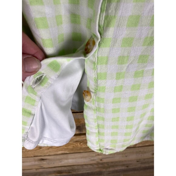 Torrid Women's Plus Size 4 Green Gingham Button Front Lined Top - Picture 6 of 14